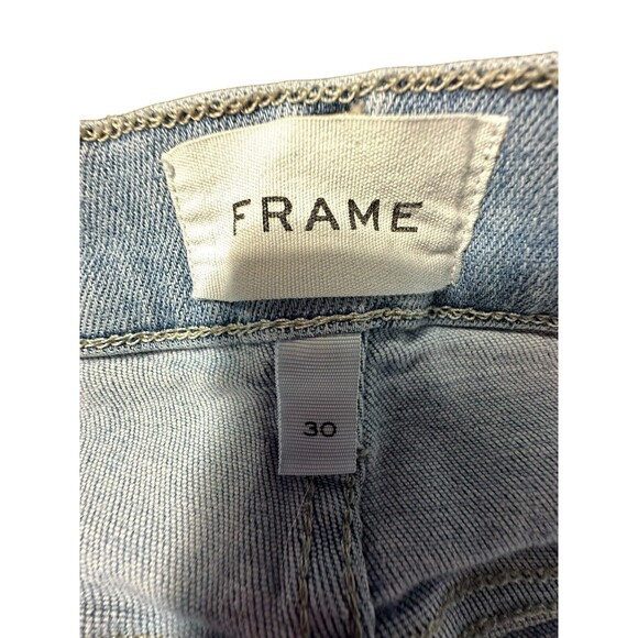Frame Sz 30 Cutoff Paint Splatter Light Wash Stretch Jean Shorts Jorts #P4-4 - Picture 6 of 9